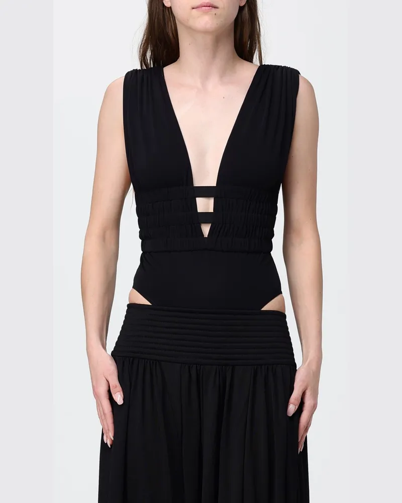 Alaïa Slim-Fit-Abendtop aus Viskose mit Cut-Outs und V-Ausschnitt Schwarz