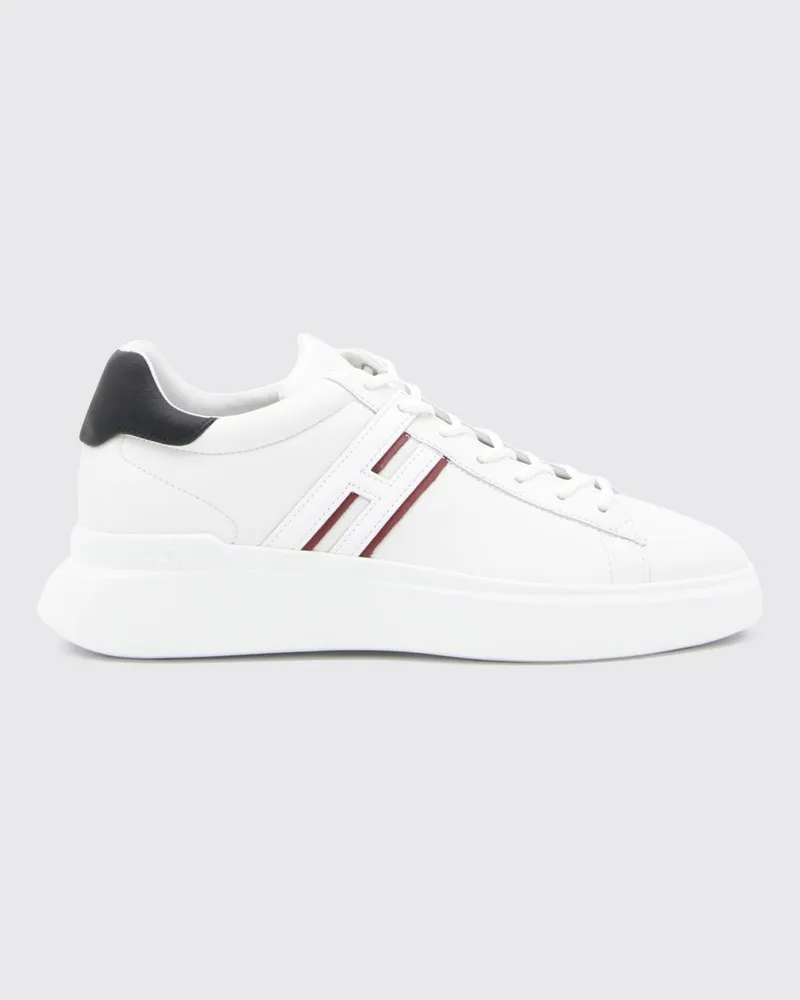 Hogan H580 Sneakers aus glattem Kalbsleder mit kontrastierendem H-Logo Weiß