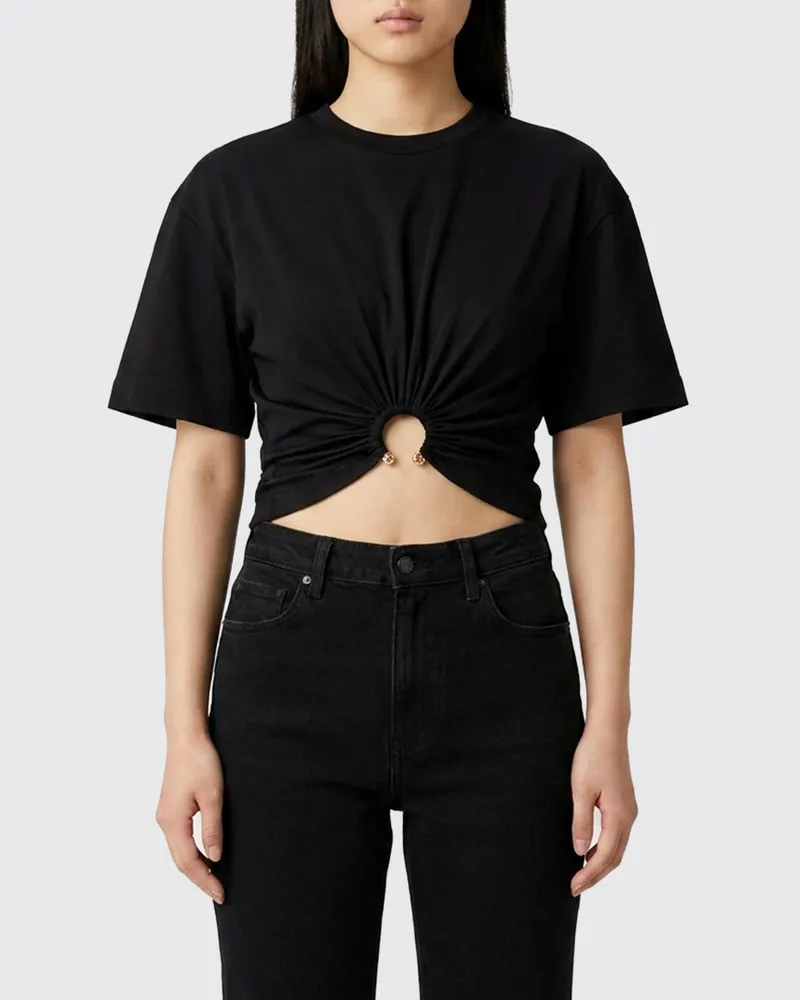Paco Rabanne Baumwoll-Crop-T-Shirt Schwarz