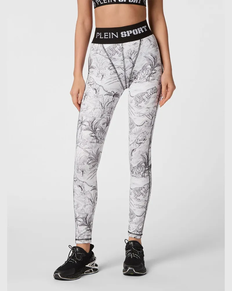 Philipp Plein Hoch taillierte Skinny-Leggings mit tropischem Blumenprint Weiß