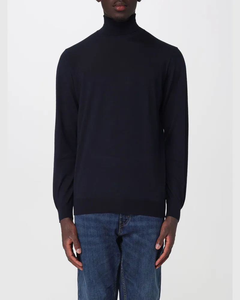 Drumohr  Langärmeliger Rollkragenpullover aus feiner Super 140's Schurwolle Navy
