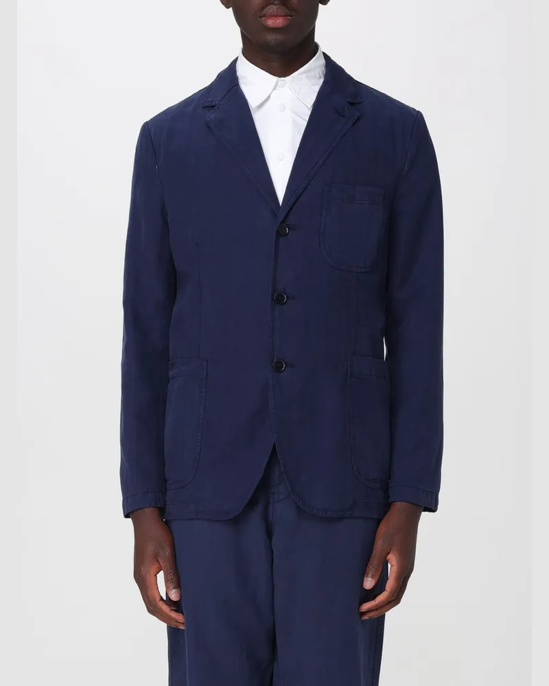 ASPESI Einreihiger Baumwollblazer mit Reverskragen und aufgesetzten Taschen Blau