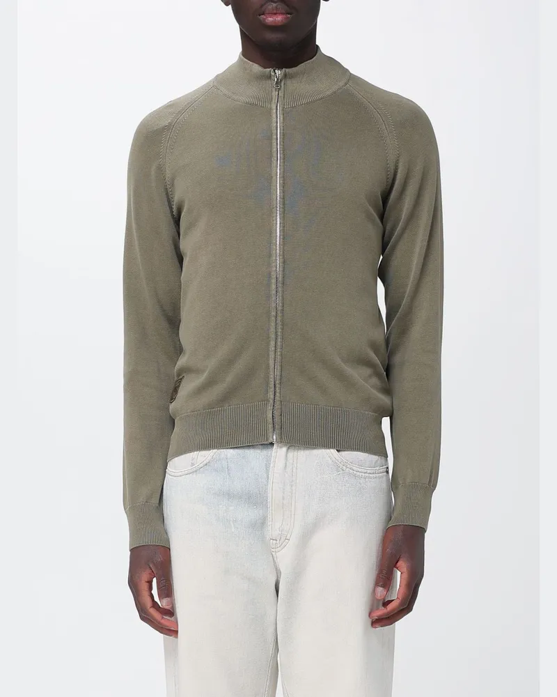 Blauer Baumwoll-Cardigan mit Reißverschluss Military