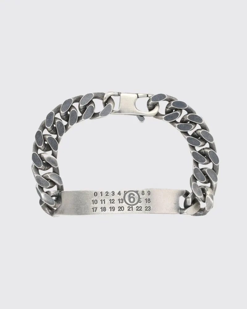 Maison Margiela Kettenarmband von aus Messing mit graviertem numerischem Logo Silber