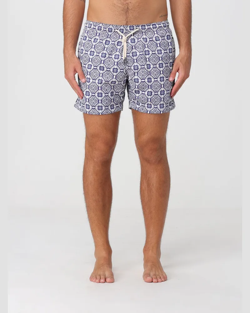 PENINSULA Kurze Badeshorts mit ethnischem Muster und Kordelzug Indigo