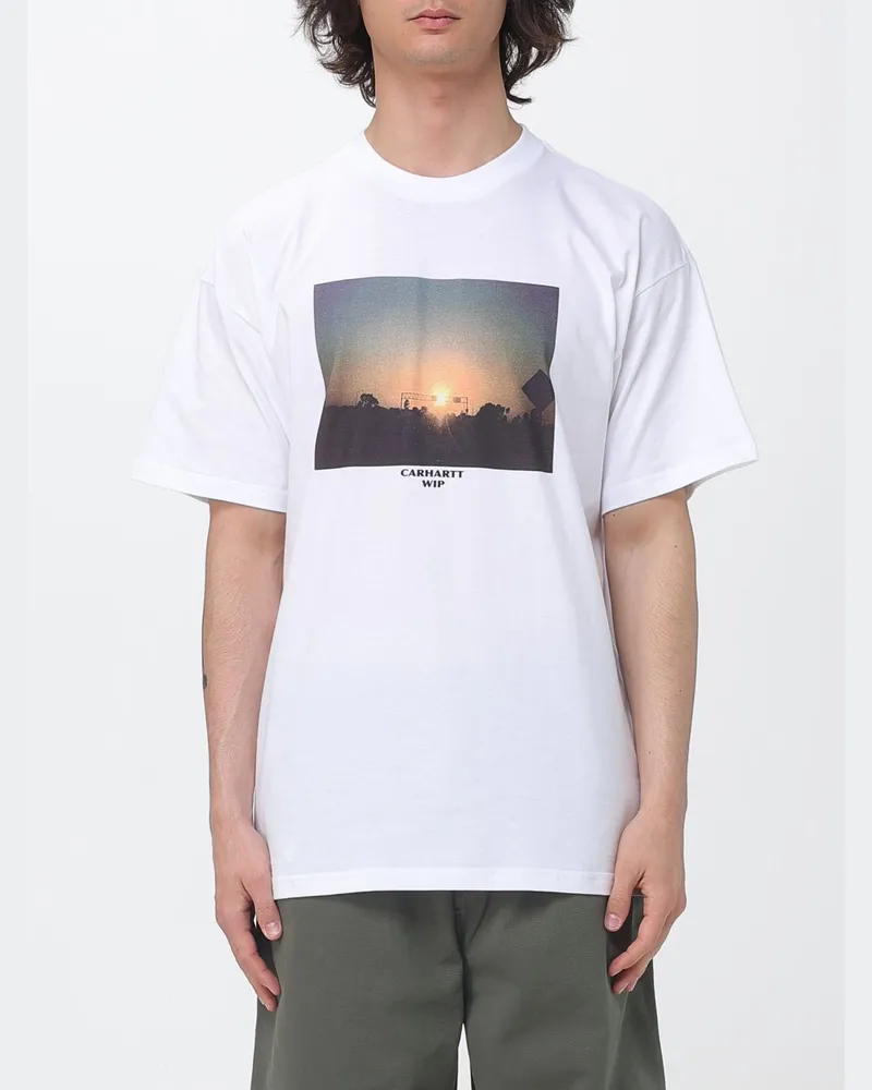 Carhartt WIP T-Shirt aus Bio-Baumwolle mit Grafikprint und Kontrastlogo Weiß