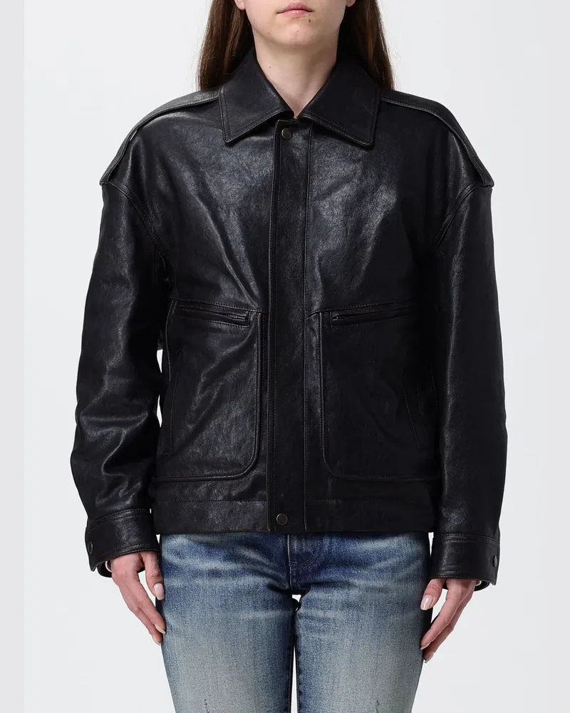 Saint Laurent Lammlederjacke Braun
