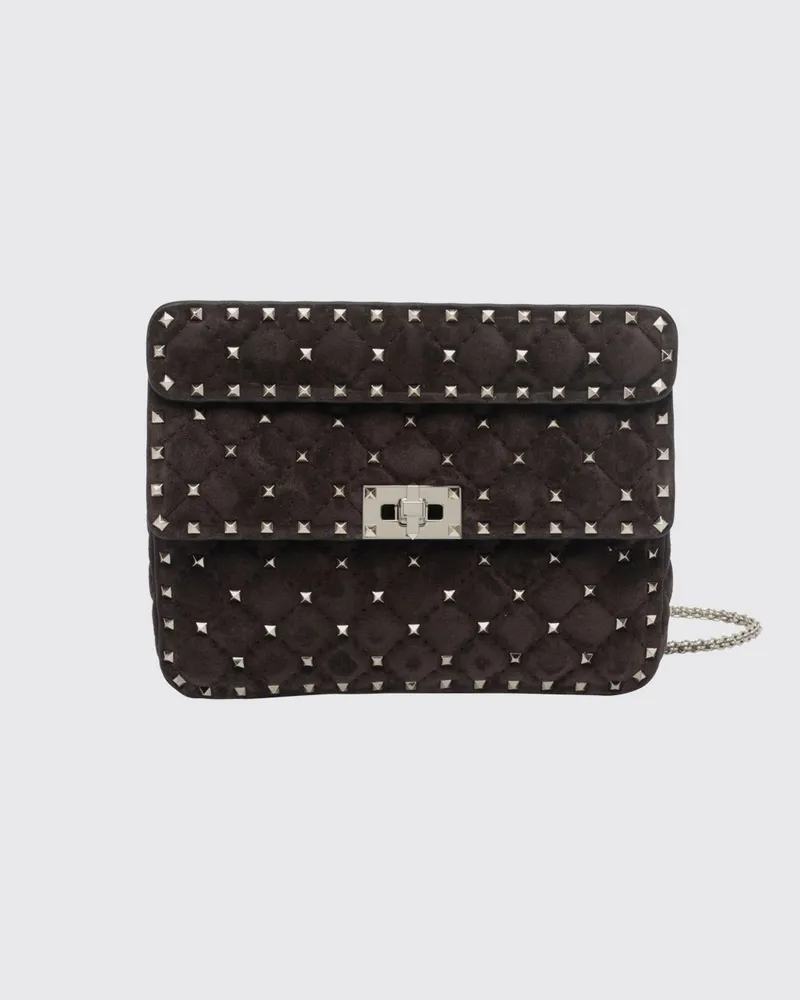 Valentino Garavani Rockstud Handtasche aus Leder mit Nieten und Kettenriemen Braun