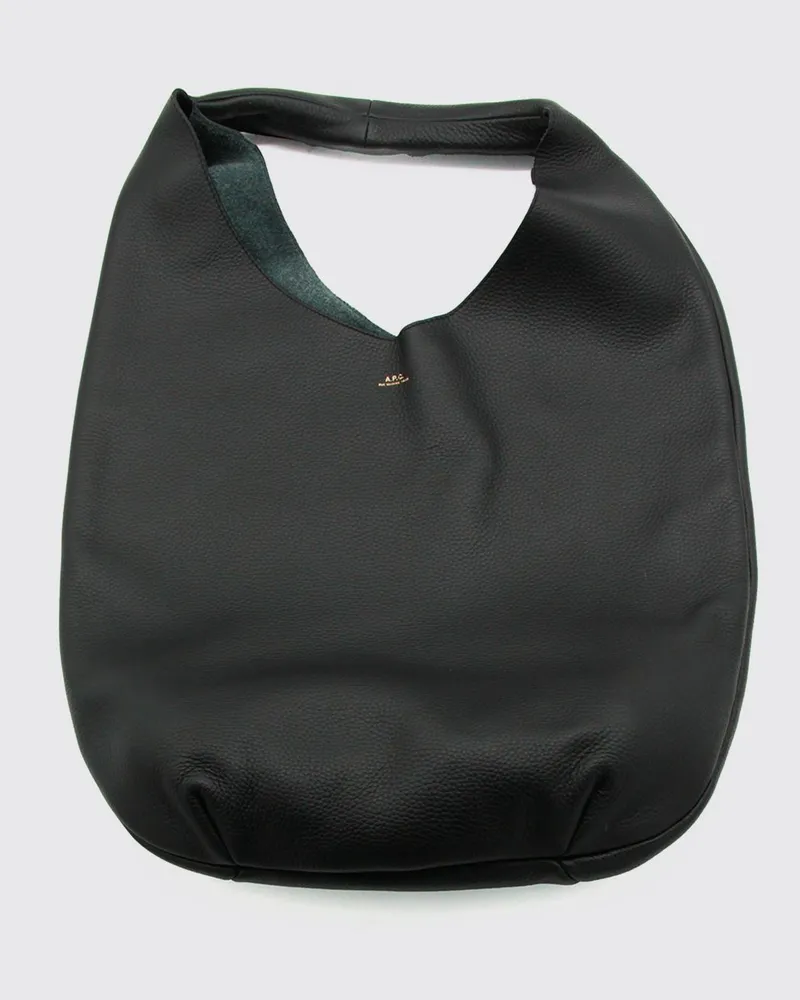 A.P.C. Große Schultertasche Le Neige aus genarbtem Leder mit laminiertem Logo Grau
