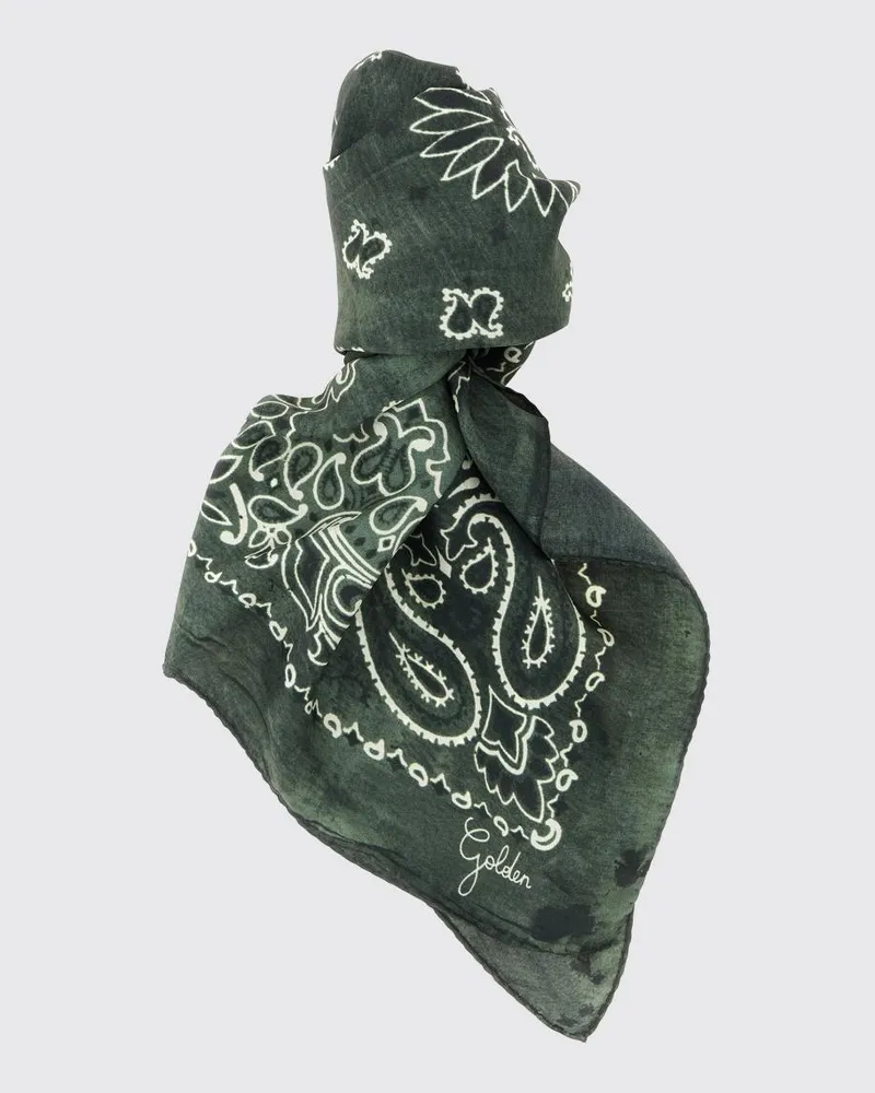 Golden Goose Quadratisches Seidentuch mit abstraktem Bandana-Print Grün