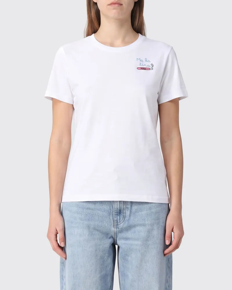 MC2 Saint Barth Baumwoll-T-Shirt mit Rundhalsausschnitt, Grafikdruck und Logo Weiss