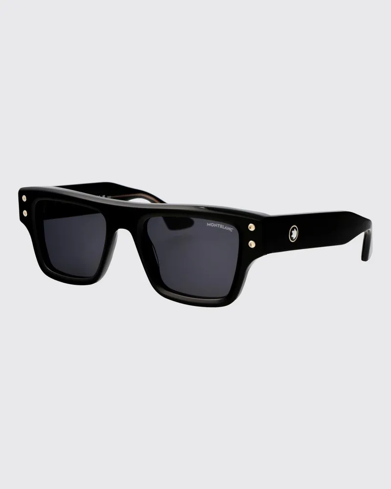Montblanc Quadratische Shield-Sonnenbrille aus schwarzem Acetat Schwarz