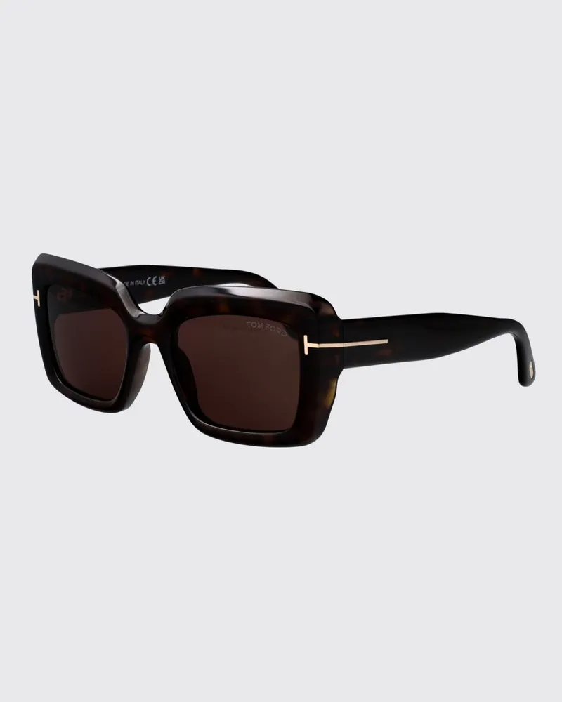 Tom Ford Rechteckige Cat-Eye-Sonnenbrille aus Acetat Braun