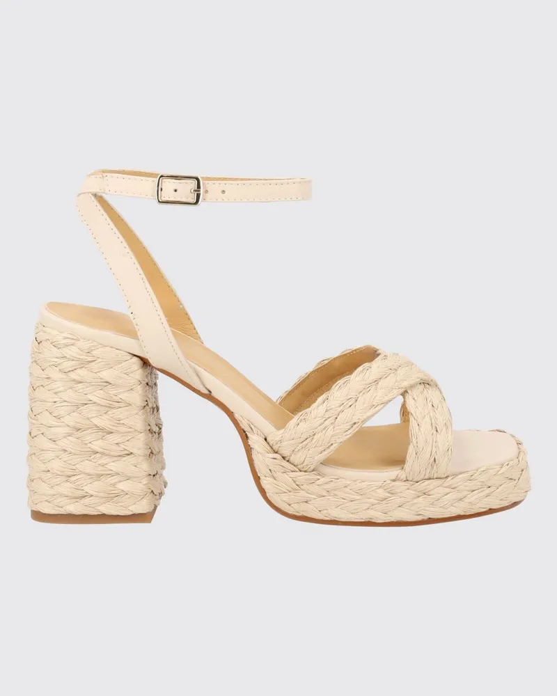 Castañer Valeriette Sandale aus geflochtenem Bast und Leder Ivory