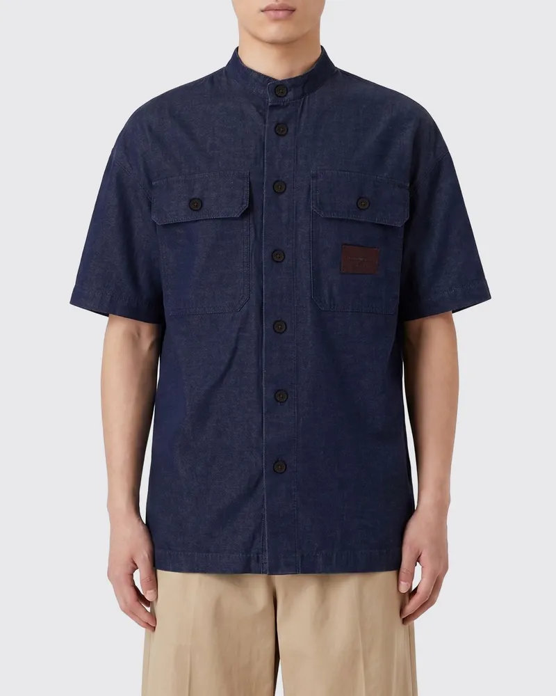 Emporio Armani Freizeit-Hemd aus Baumwollmischung Denim