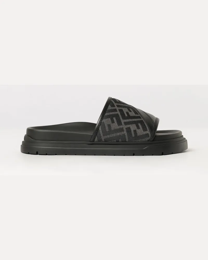 Fendi Diagonal Pantoletten von aus Gummi mit FF-Monogramm Schwarz