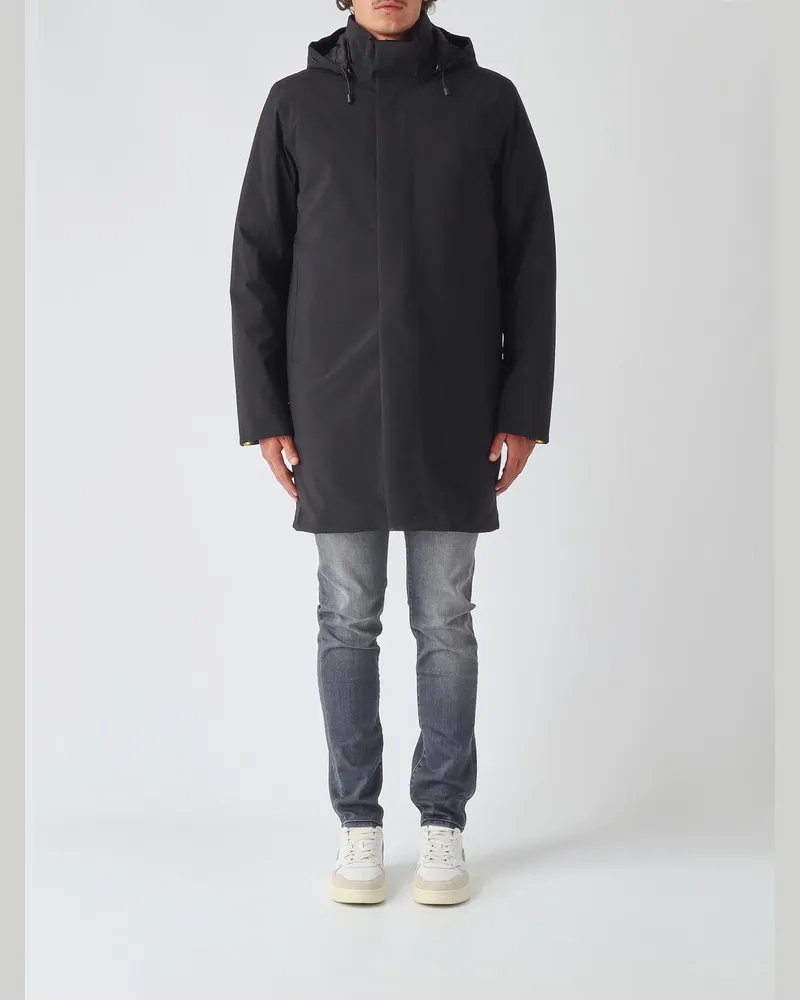 K-Way Knielange Windjacke Thomal mit abnehmbarer Kapuze Schwarz