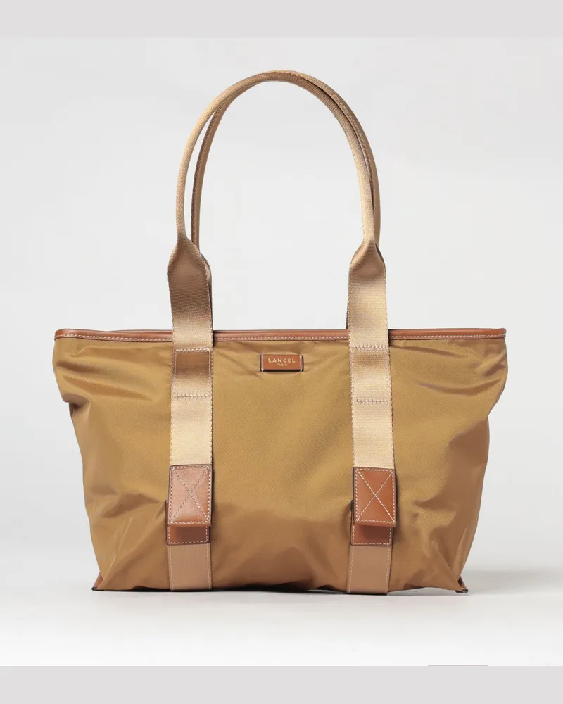 Lancel Mistral Rollbare Nylontasche Beige