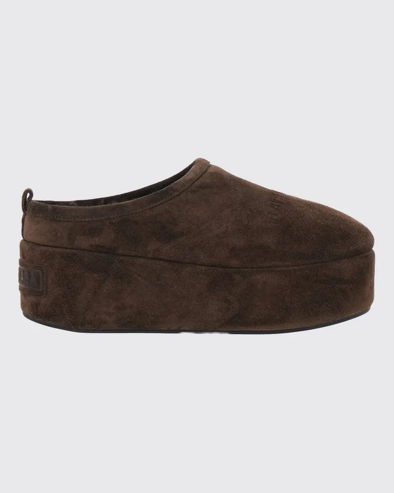 Balenciaga Alaska Wildleder-Mules mit Shearling-Futter mit Keilplateausohle Braun
