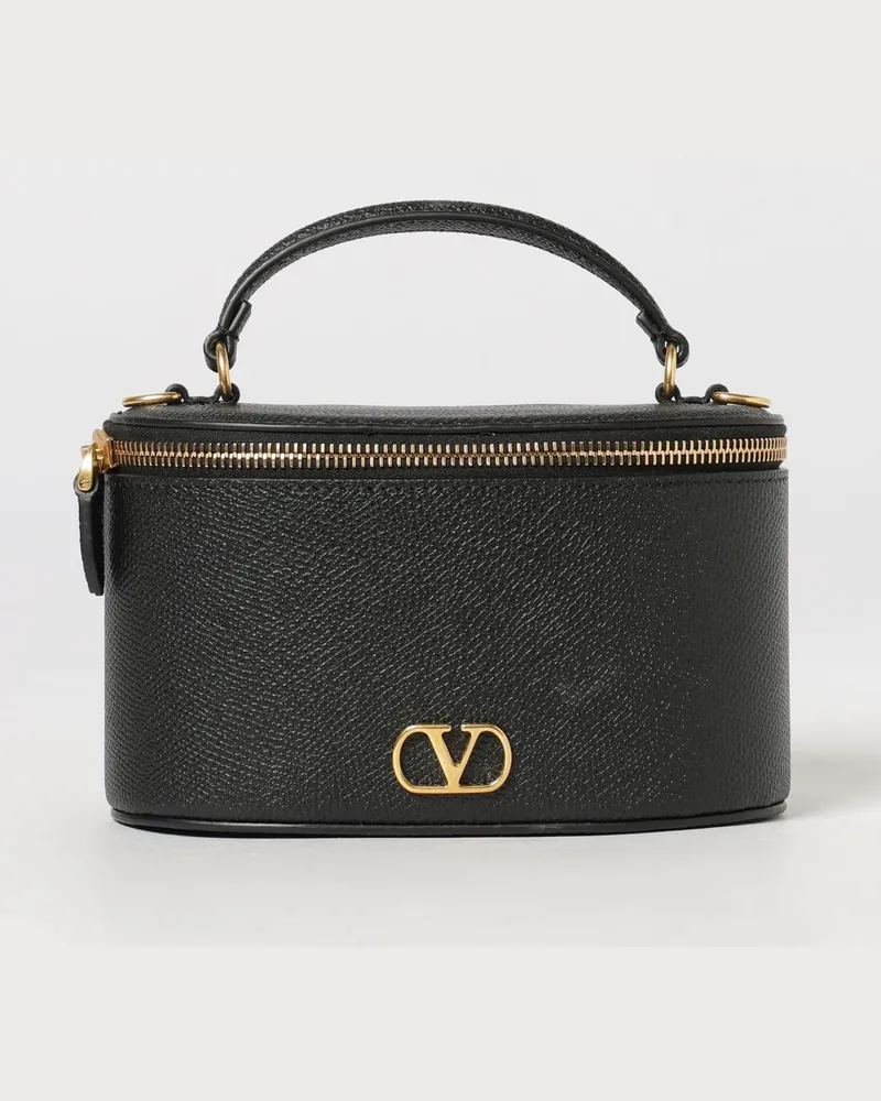Valentino Garavani Vanity Minitasche aus genarbtem Leder mit VLogo Signature Schwarz