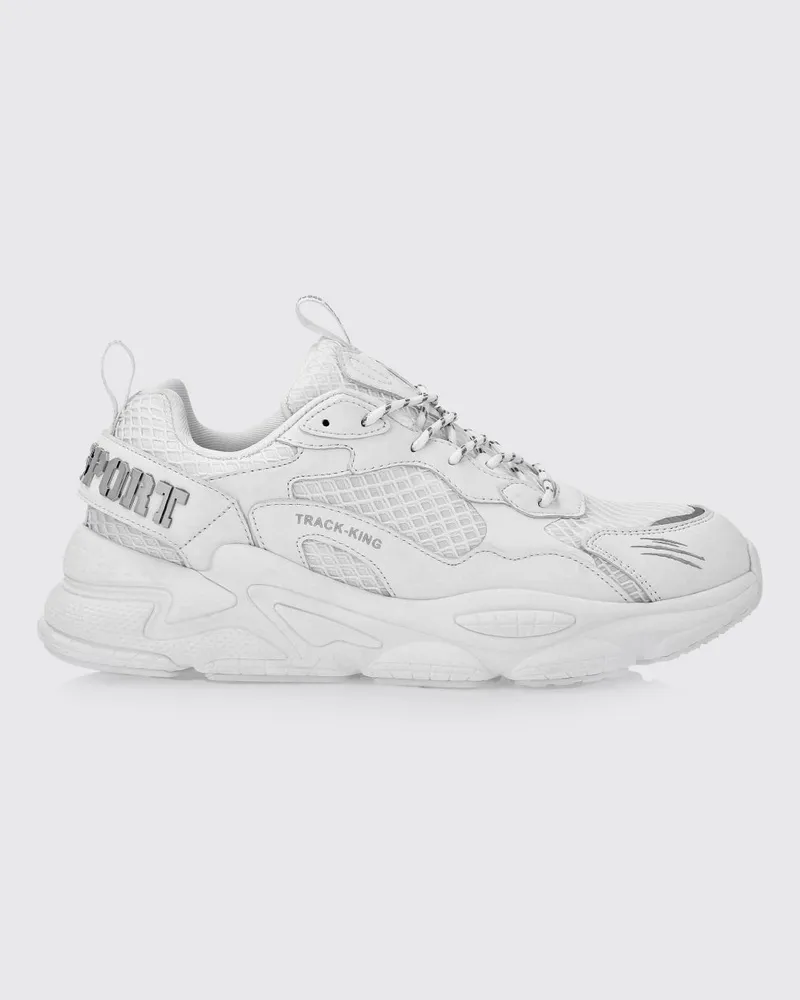 Philipp Plein Track-King Sneakers aus Leder und Mesh Weiß