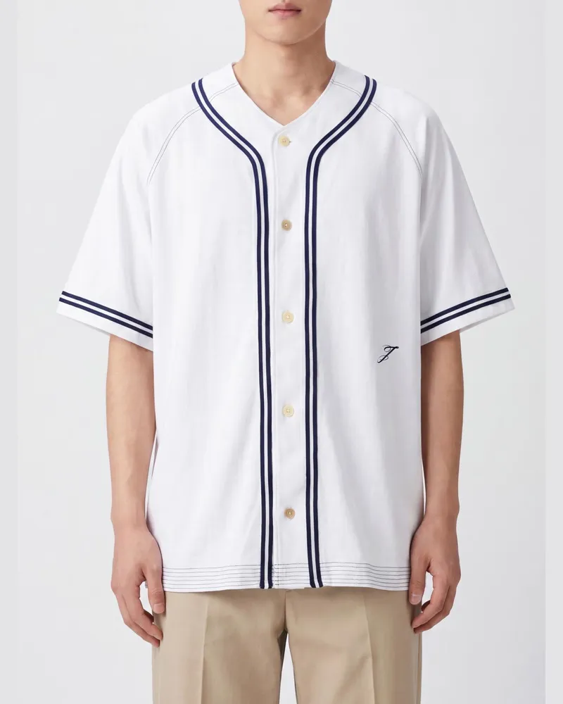 Jacquemus Locker geschnittenes Baumwollhemd im Baseball-Stil mit Kontrastlogo Weiß