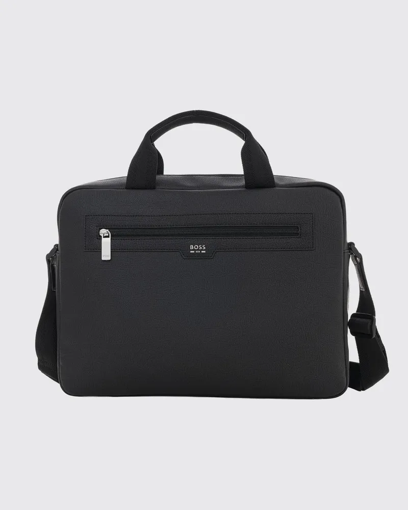 HUGO BOSS Leder-Aktentasche Schwarz