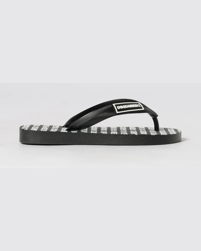 Dsquared2 Gummi-Flip-Flops mit Logo Schwarz