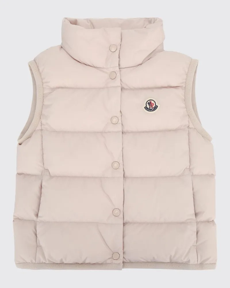 Moncler Gepolsterte Stehkragen-Weste für Jungen mit Knopfverschluss Pink