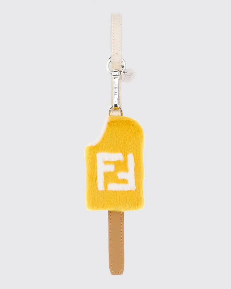 Fendi Schlüsselanhänger aus Shearling und Leder mit FF-Monogramm und Karabinerhaken Schwarz