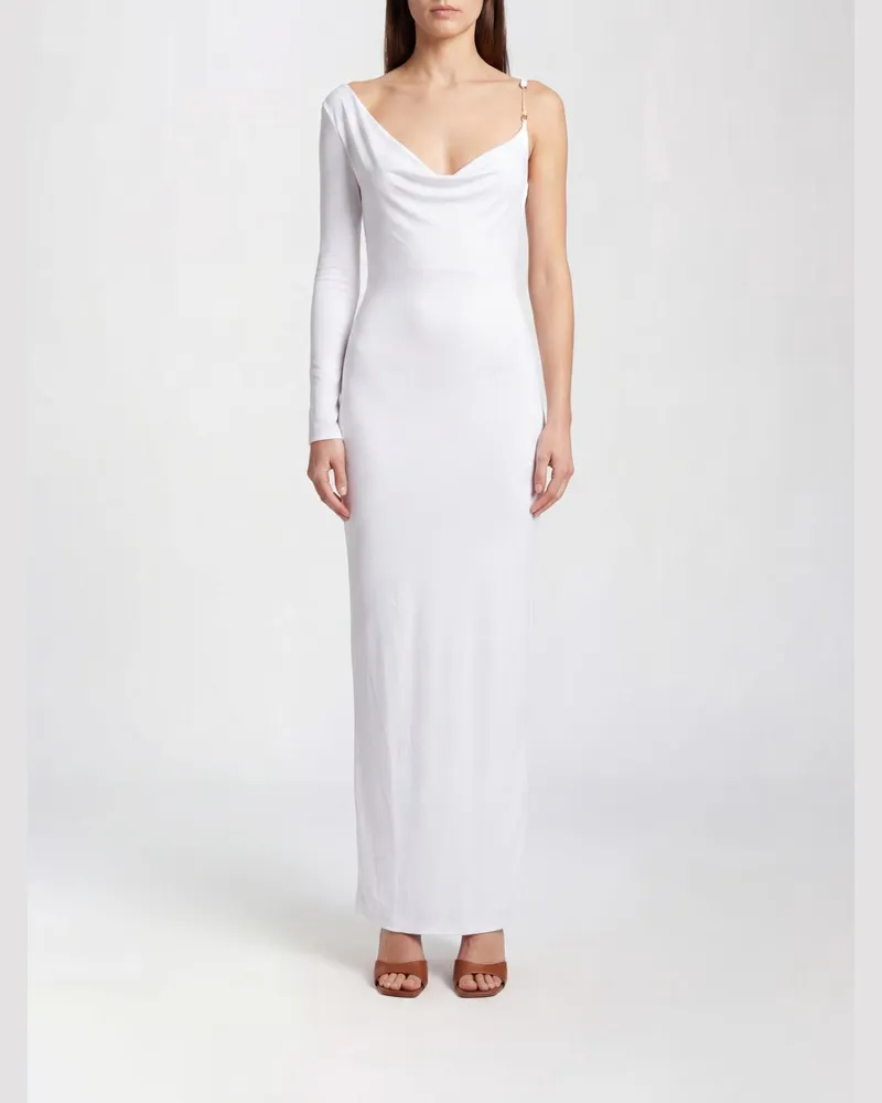Elisabetta Franchi Ein-Schulter-Kleid aus Jersey Weiß