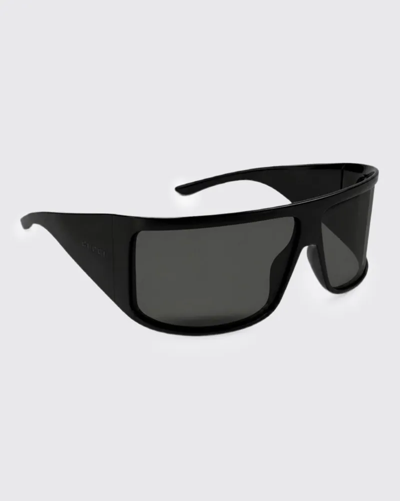 Gucci rechteckige Acetat-Shield-Sonnenbrille mit dunklen Gläsern Schwarz