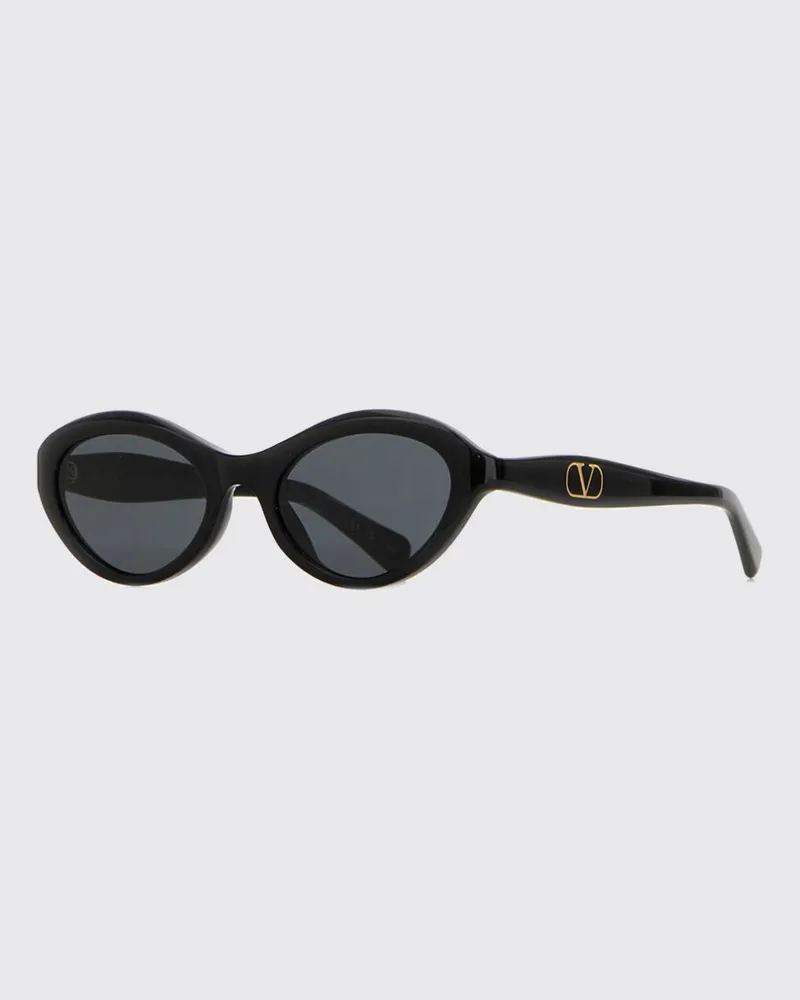 Valentino Garavani Quadratische Sonnenbrille aus schwarzem Acetat mit dunklen Gläsern Schwarz
