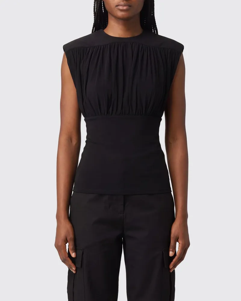 Anine Bing Ärmelloses Viskose-Top von mit Schulterpolstern und Slim Fit Schwarz