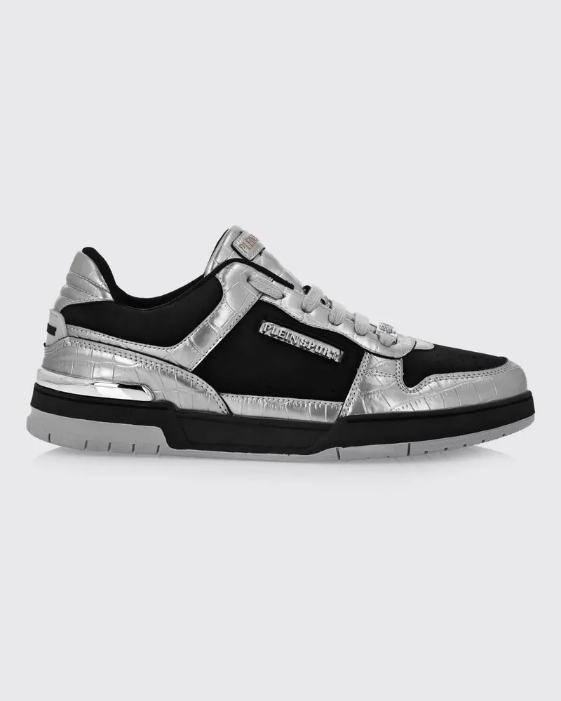Philipp Plein Sneakers aus Wildleder und Leder mit Krokoprägung Schwarz