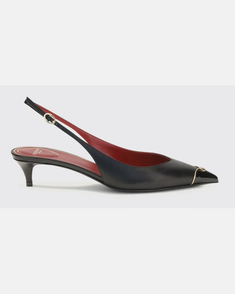 Valentino Garavani VLogo Signature Slingback-Pumps mit niedrigem Absatz aus Kalbsleder Schwarz