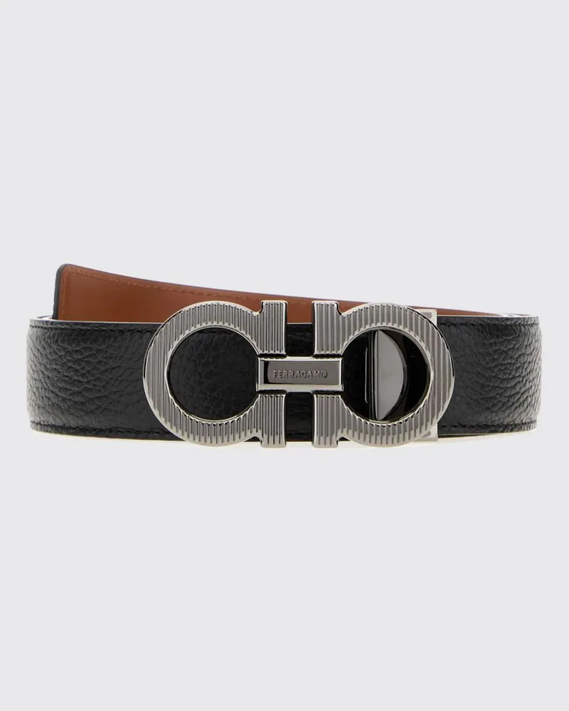 Ferragamo Wendbarer Ledergürtel mit Gancini-Schnalle Schwarz