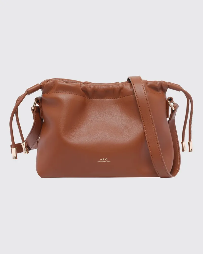 A.P.C. Ninon Mini-Umhängetasche aus Kunstleder mit Kordelzugverschluss Braun