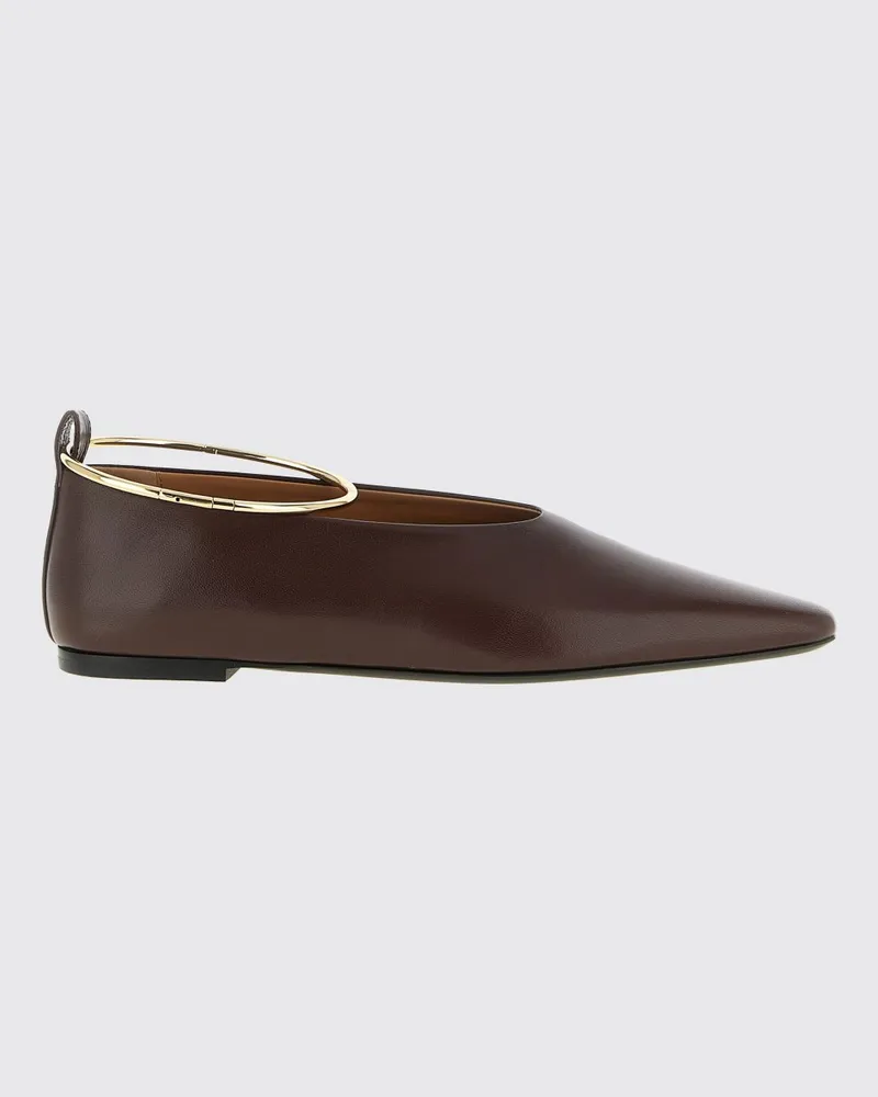 Jil Sander Ring Ziegenleder-Ballerinas mit Metallring-Detail Braun
