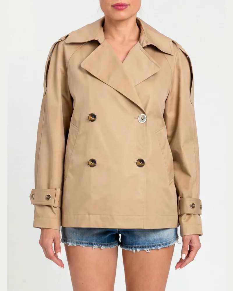 Twin-Set Zweireihiger Trenchcoat aus Baumwollmischung Rope