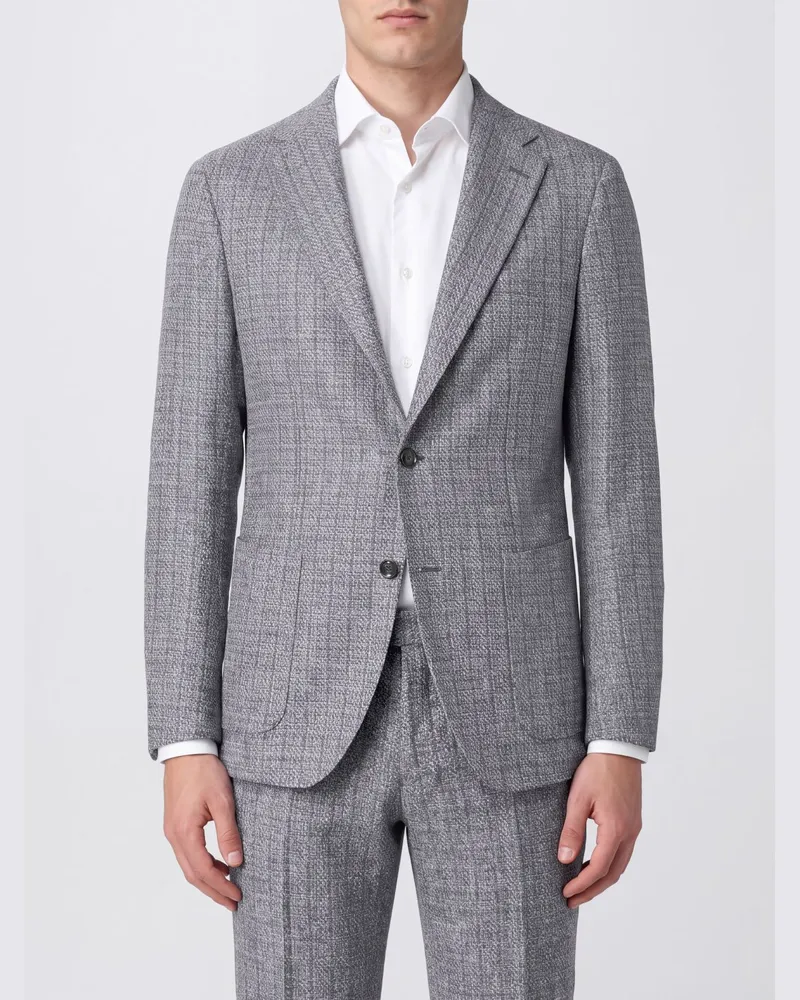 Tagliatore Einreiher-Blazer aus Schurwollmischung mit aufgesetzten Taschen Grau