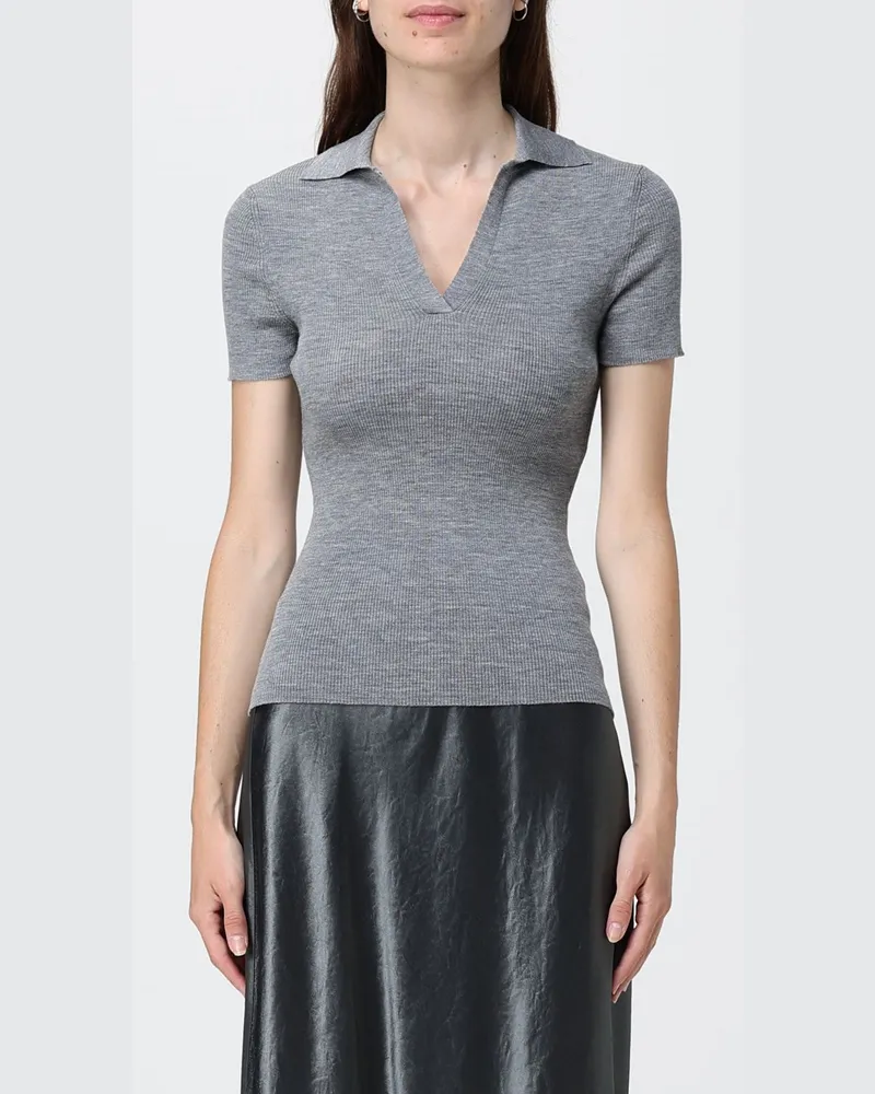 Max Mara Basic-Polo aus Wollstrick Dust