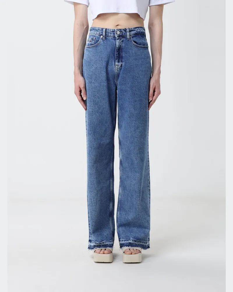 Tommy Hilfiger High-Waist-Jeans von aus Denim mit weitem Bein und Five-Pocket-Design Navy