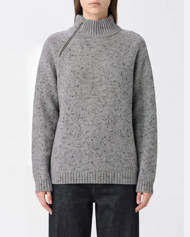 GIMAGUAS Rollkragenpullover mit halbem Reißverschluss aus recycelter Wollmischung und überschnittenen Schultern Grau