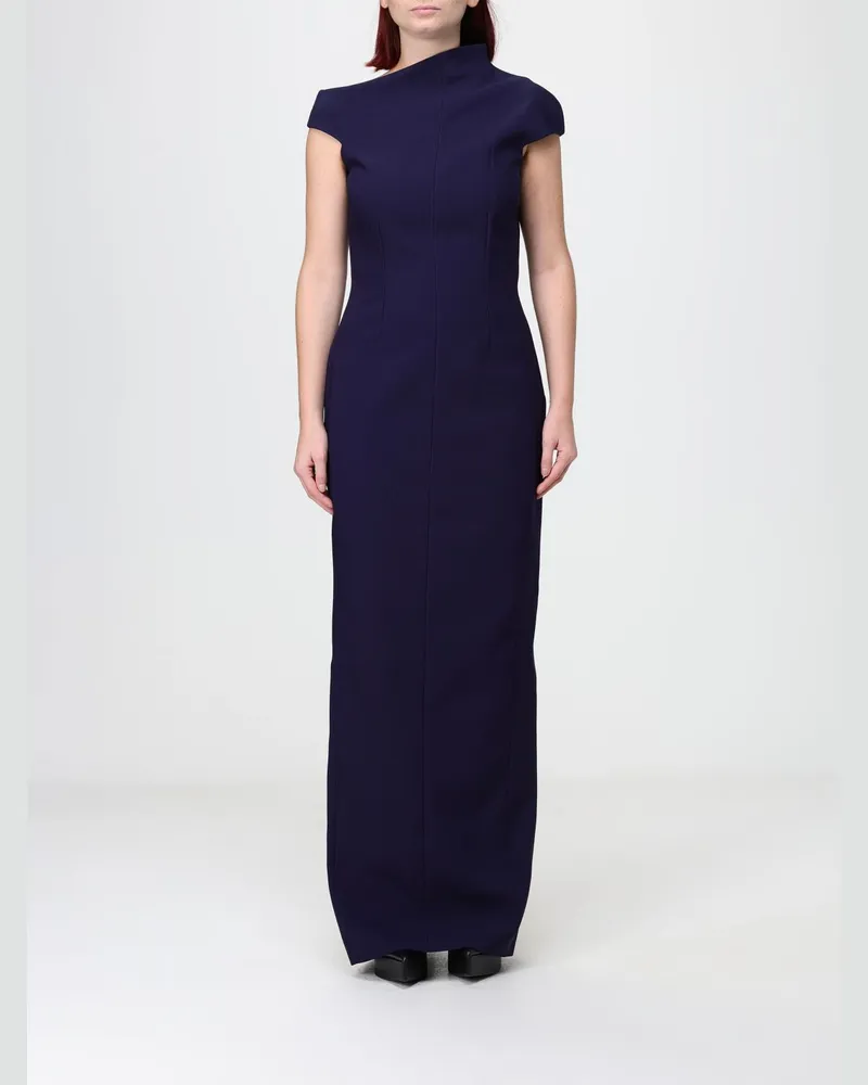 Solace London Langes Etui-Abendkleid aus Crêpe mit asymmetrischem Ausschnitt Blau