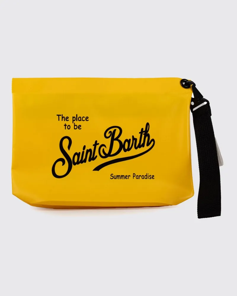 MC2 Saint Barth Aline-Clutch aus PVC mit kontrastierendem Logo und abnehmbarem Griff Gelb