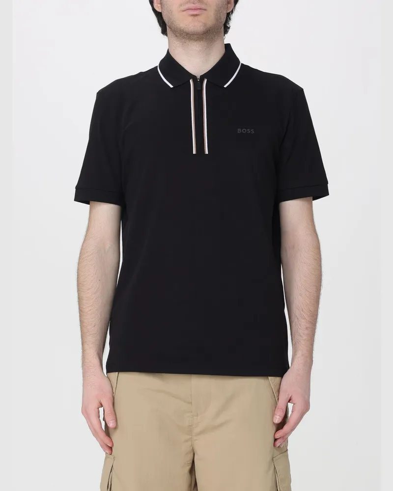 HUGO BOSS Baumwoll-Poloshirt mit Logo Schwarz