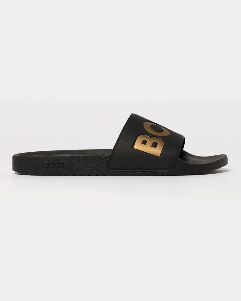 HUGO BOSS Gummi-Sliders mit Logo-Print Schwarz