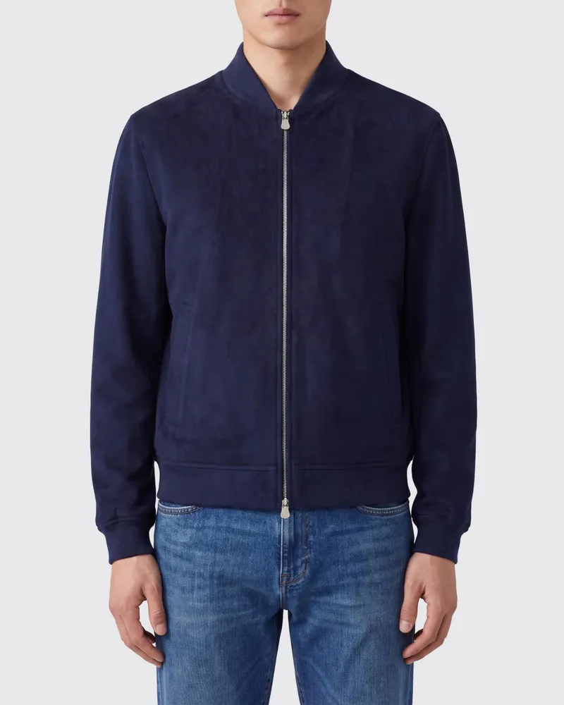 Brunello Cucinelli Bomberjacke aus reinem Kaschmir mit geripptem Kragen Royal