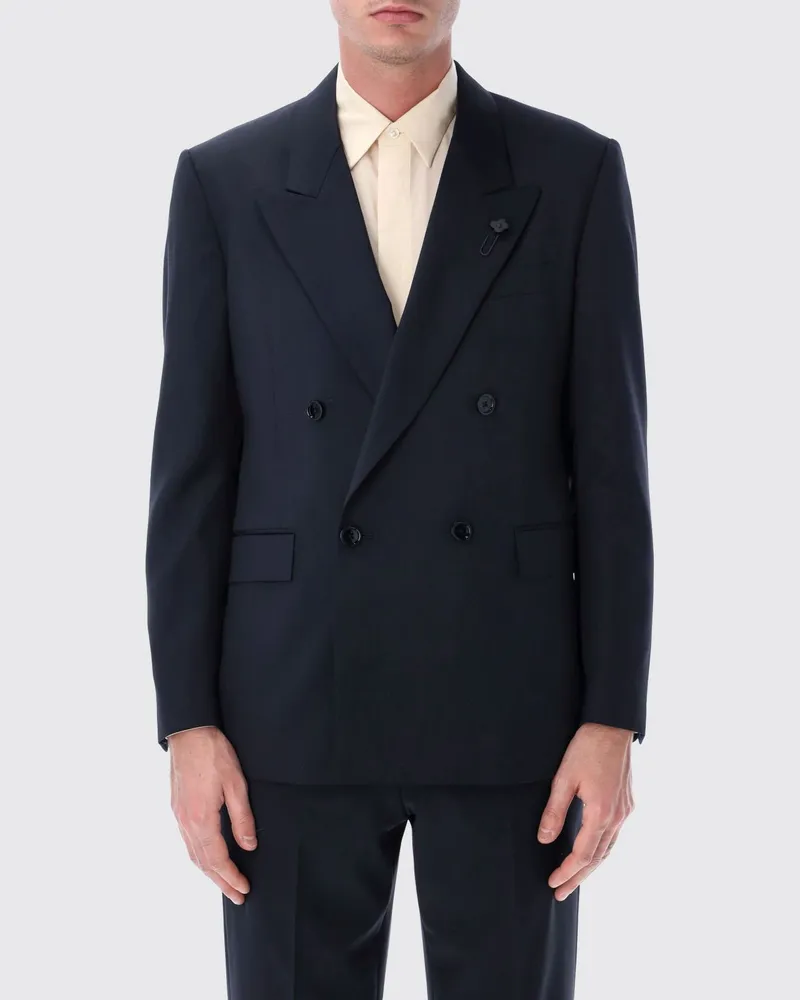 LARDINI Zweireihiger Blazer aus reiner Schurwolle mit steigendem Revers Blau